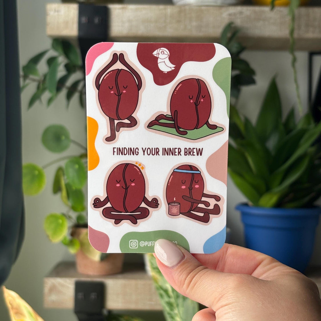 Coffee Beans Yoga Set Vinyl Sticker