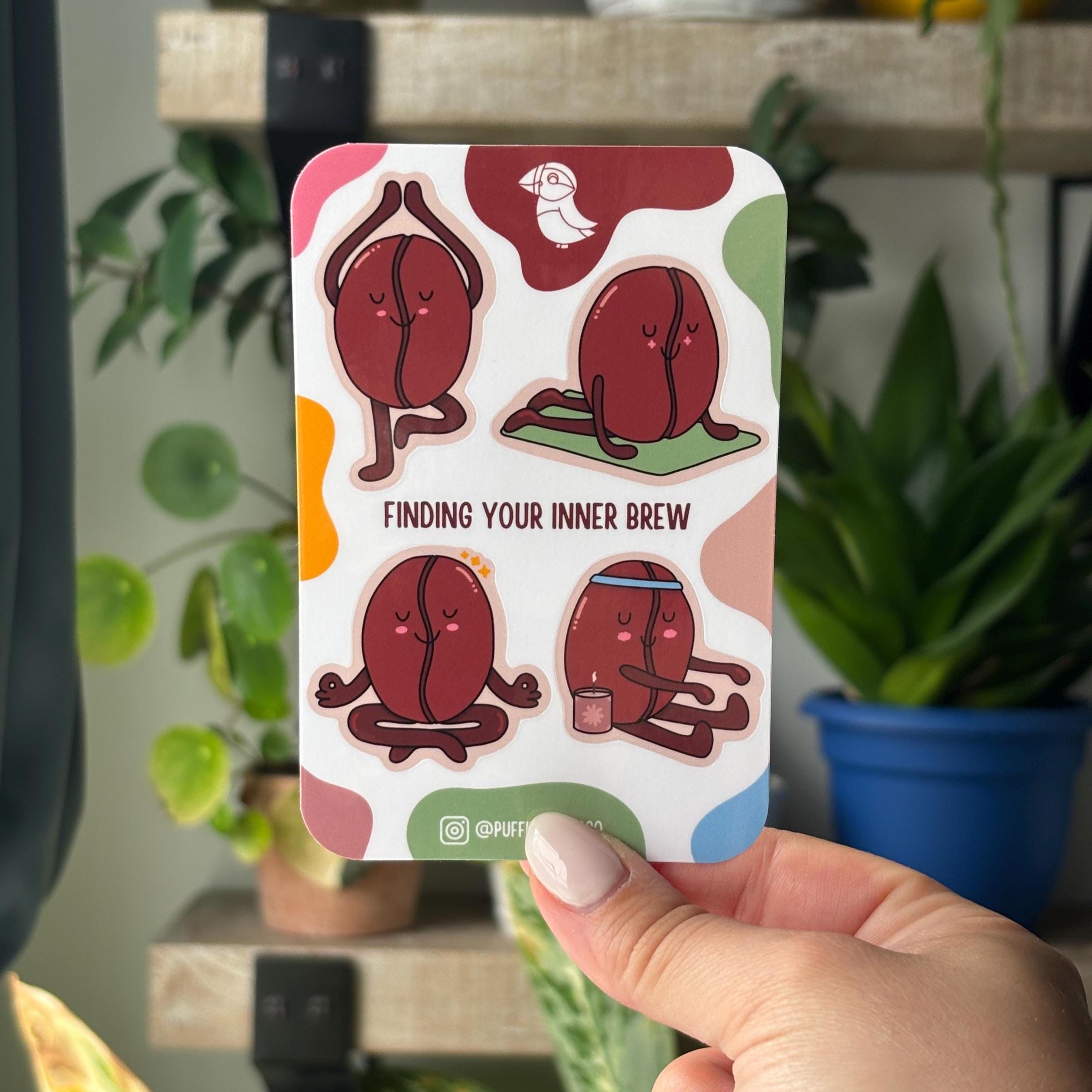 Coffee Beans Yoga Set Vinyl Sticker
