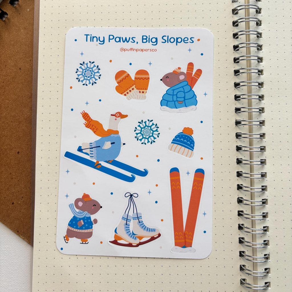 Tiny Paws, Big Slopes Sticker Sheet